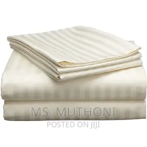 Luxury 2 Cotton Stripped Bedsheets 2/4 Pillowcases
