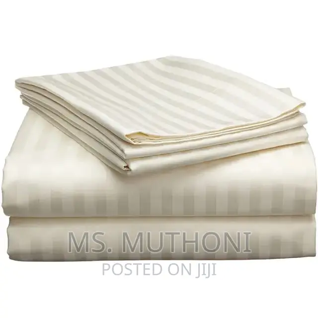 Luxury 2 Cotton Stripped Bedsheets 2/4 Pillowcases