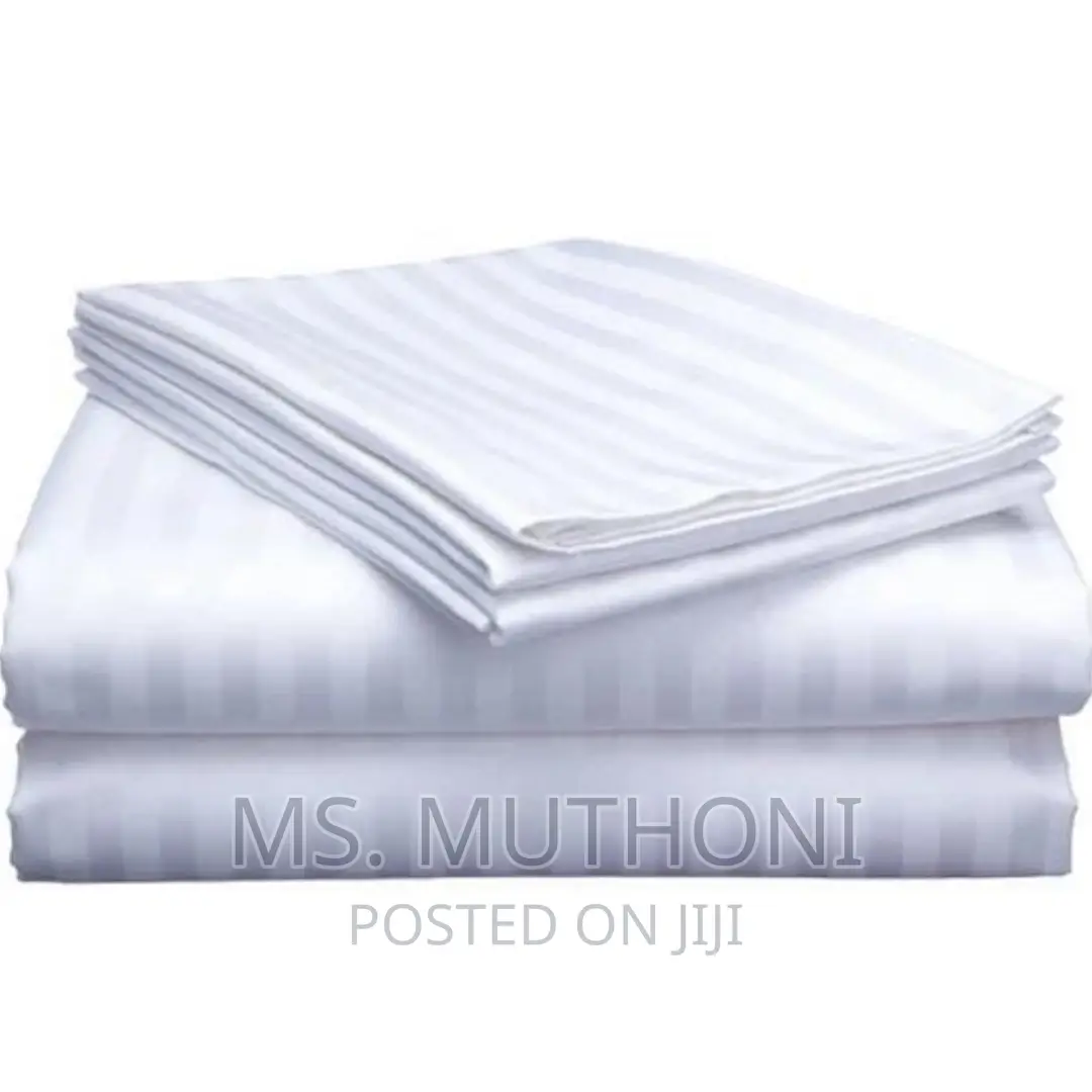 Luxury 2 Cotton Stripped Bedsheets 2/4 Pillowcases