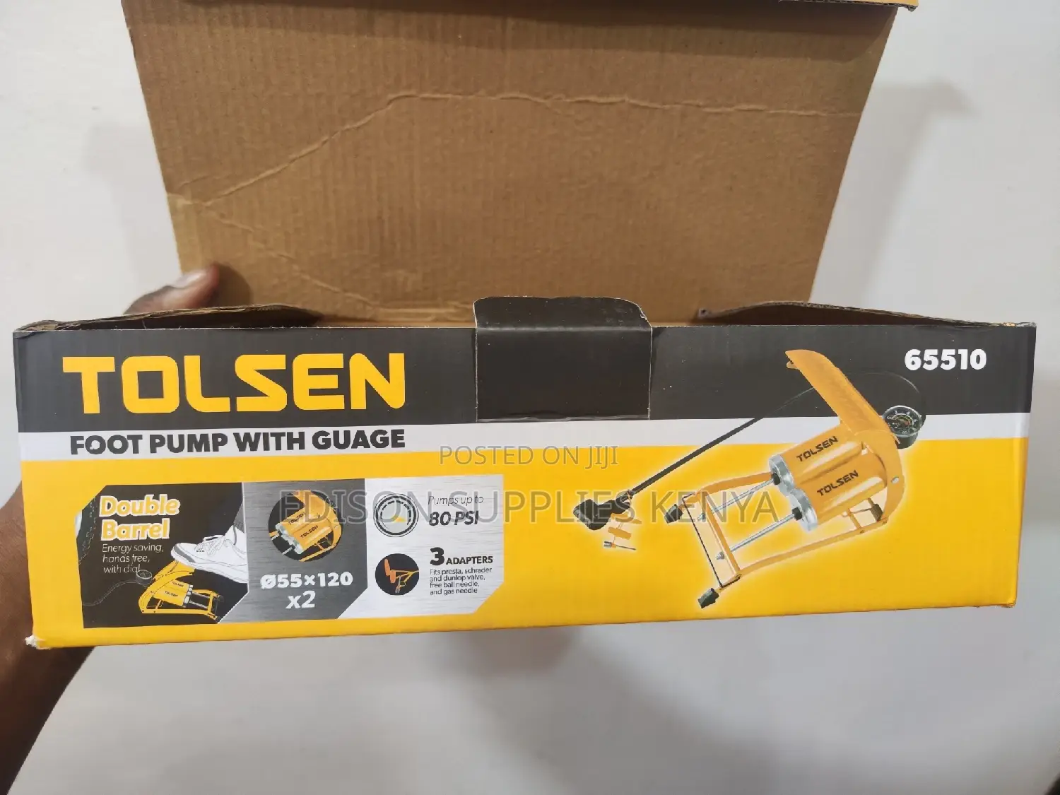 Foot Pump Tolsen Bike Pump + Gauge 80psi 2 Barrel Tire Ball Pressure