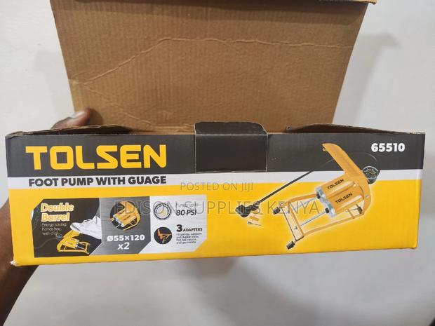 Foot Pump Tolsen Foot Pump + Gauge 80psi Heavy Duty 2 Barrel - thumbnail 7