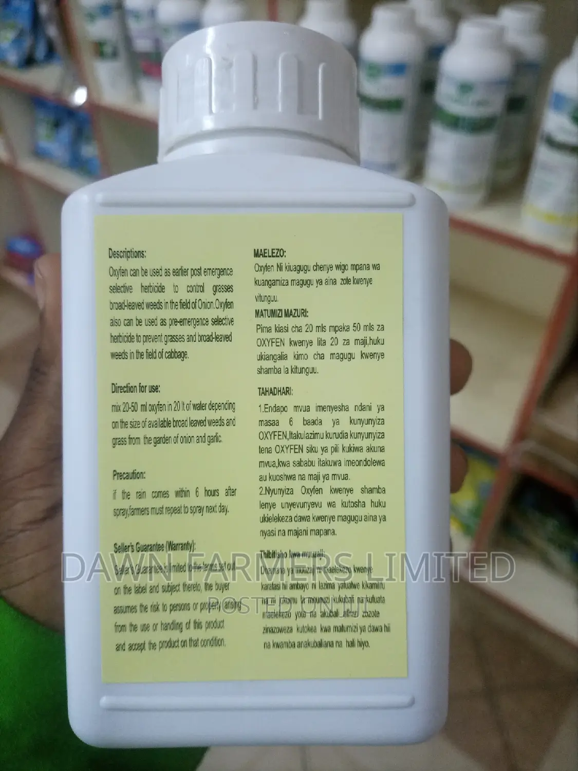 Oxyfen 24% 500ml Selective Herbicide for Onions