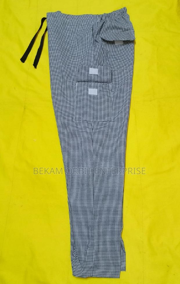 Black/White Check Elasticated Unisex Chef Trouser - main view