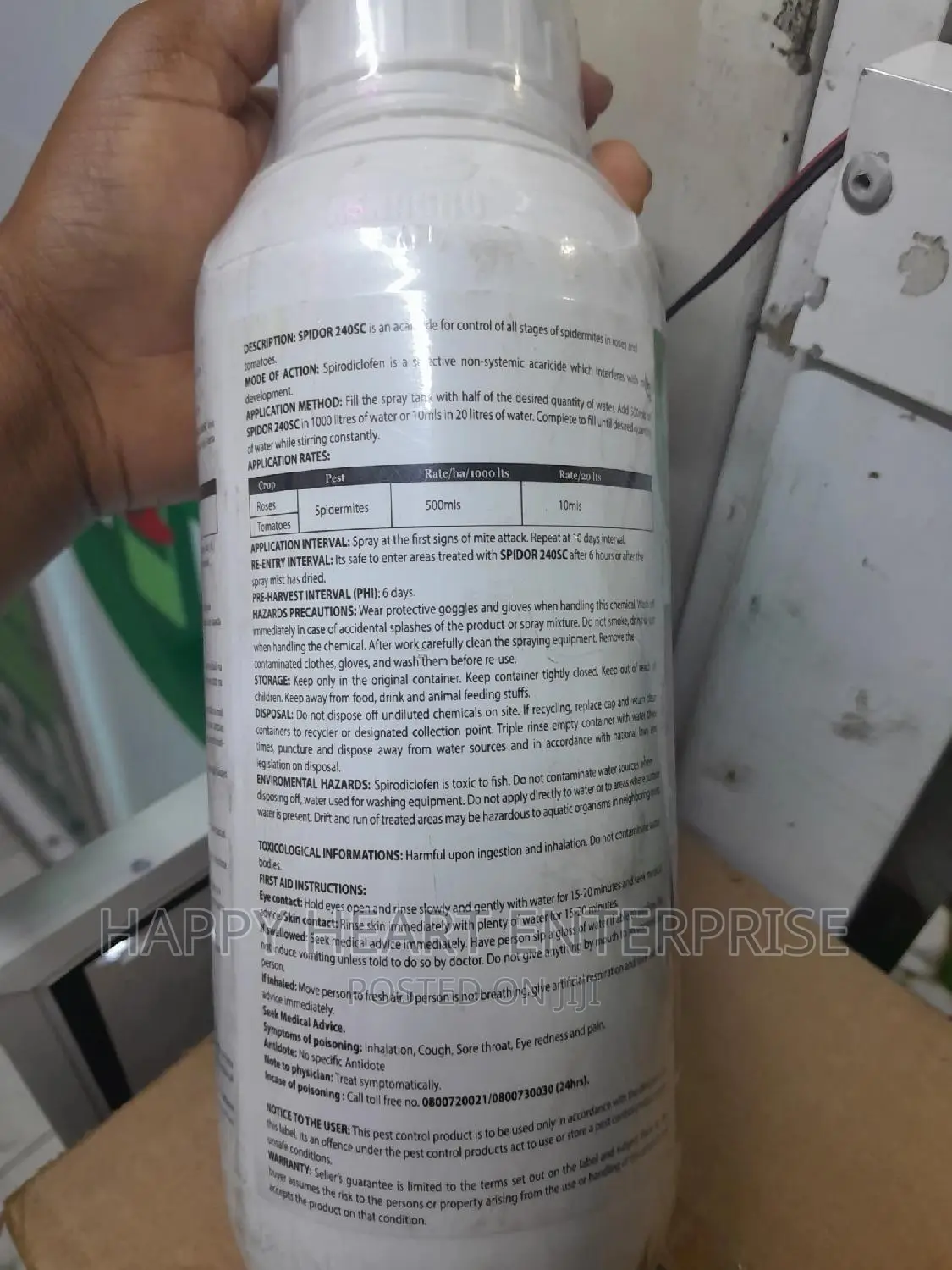 Spidor 240sc Acaricide/Insecticides for Spidermites 1litre