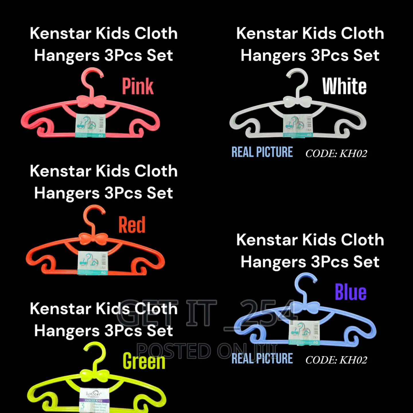 KH02 Kenstar Plastic Kids Cloth Hanger A Set Of 3pcs.