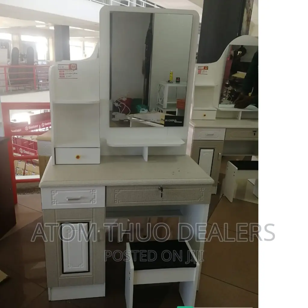 White Dressing Table With Fixed Mirror