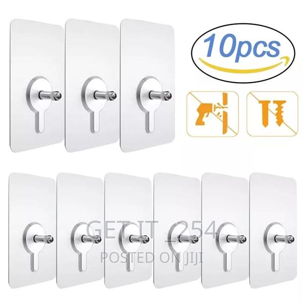 *10pcs Strong Adhesive Seamless Sticky Wall Hook With Screw