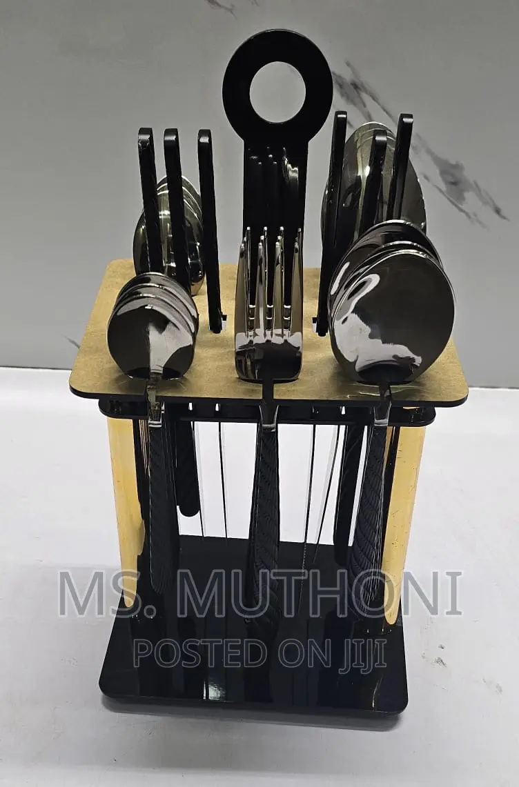 24pc Cutlery Set Gold Stand in Box