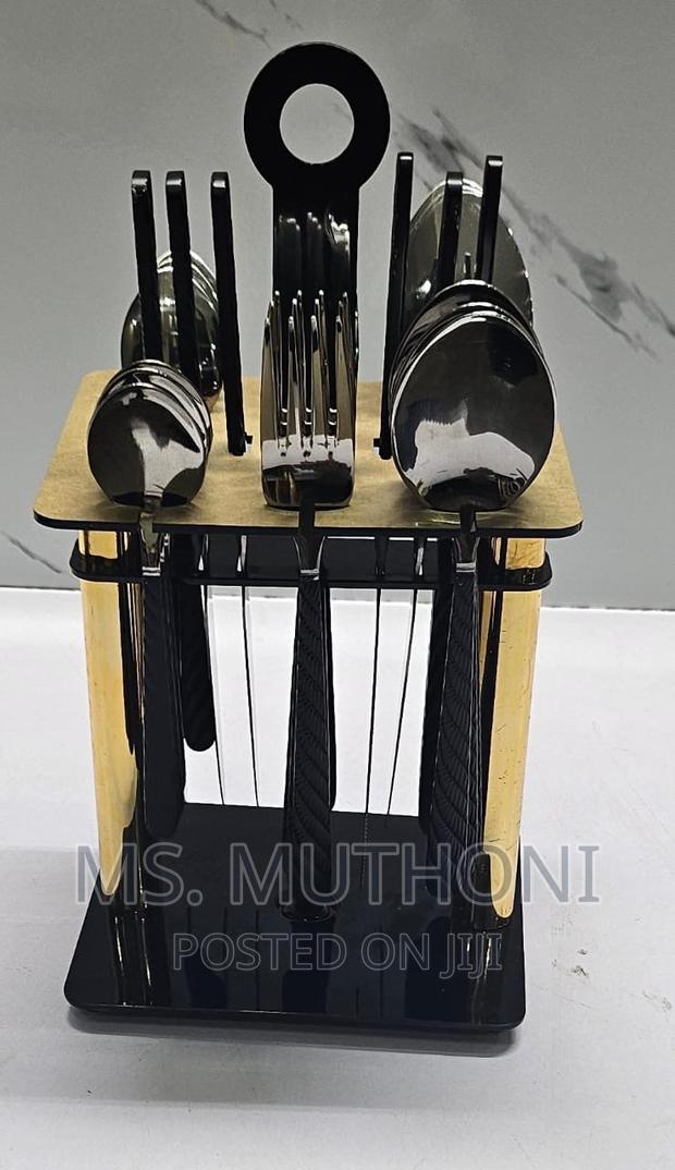 24pc Cutlery Set Gold Stand in Box - thumbnail 3