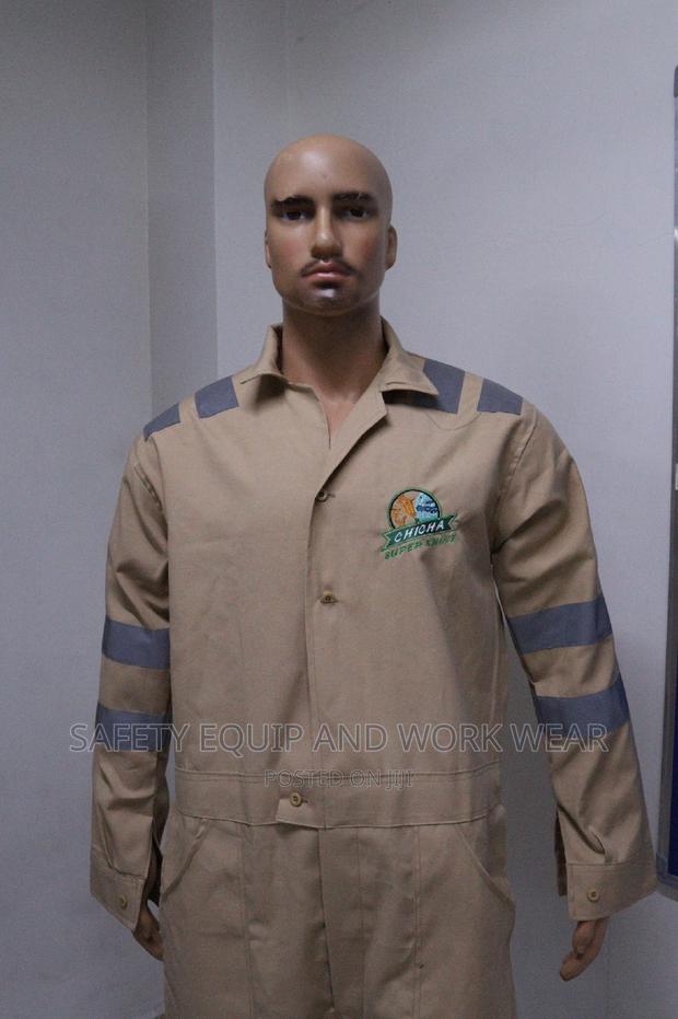 Beige Safety Reflective Overalls - main view