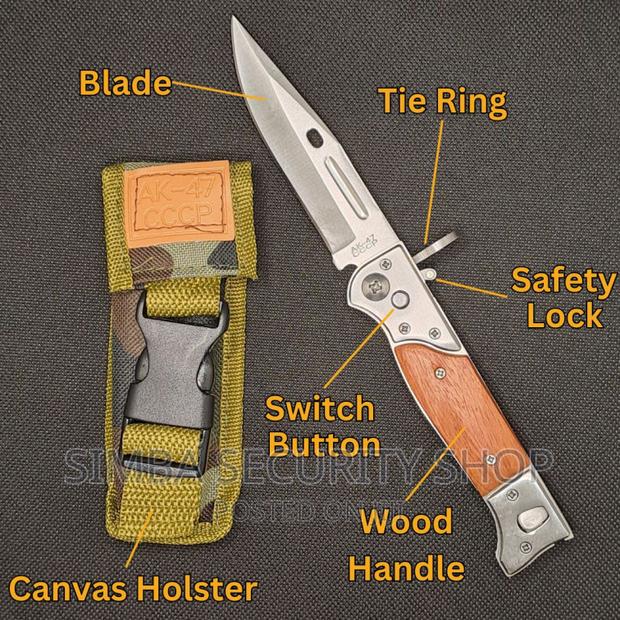 Foldable Pocket Knife Ak-47s CCCP Automatic Pen Pouch Steel - thumbnail 3