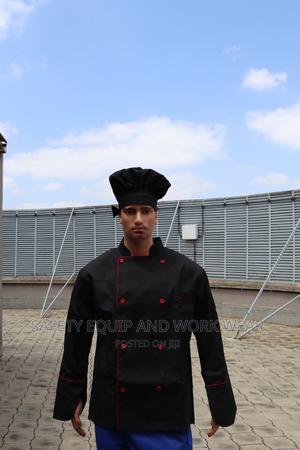 Black Chef Jacket With Red Piping - thumbnail 2