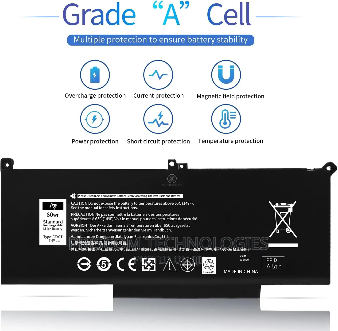 Dell E7280 E7480 7490 7380 E7290 2X39G Yxkc F3ygt Battery
