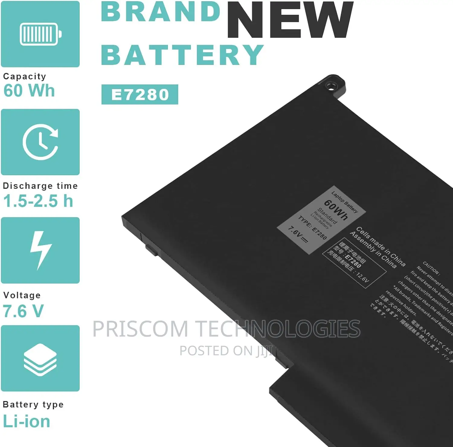 Dell 7280 2X39G Dm3wc 0dm3wc Kg7vf 451-Bbye 453-BBCF Battery
