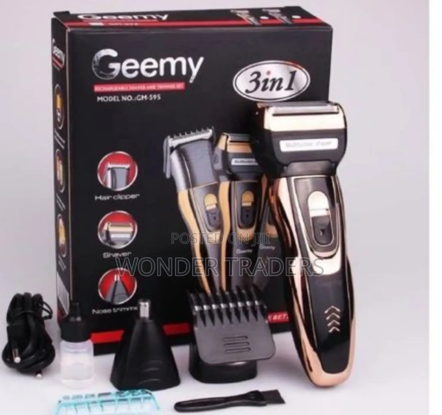 Geemy 3 in 1 Rechargeable Hair Shaving Machine, Shaver