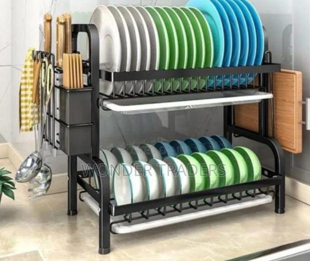 Heavy Duty 2 Tier Dish Rack With Cutler Holder^√ - main view