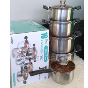 Jamesport Heavy Duty 10 PCS Stainless Cookware Set Sufuria