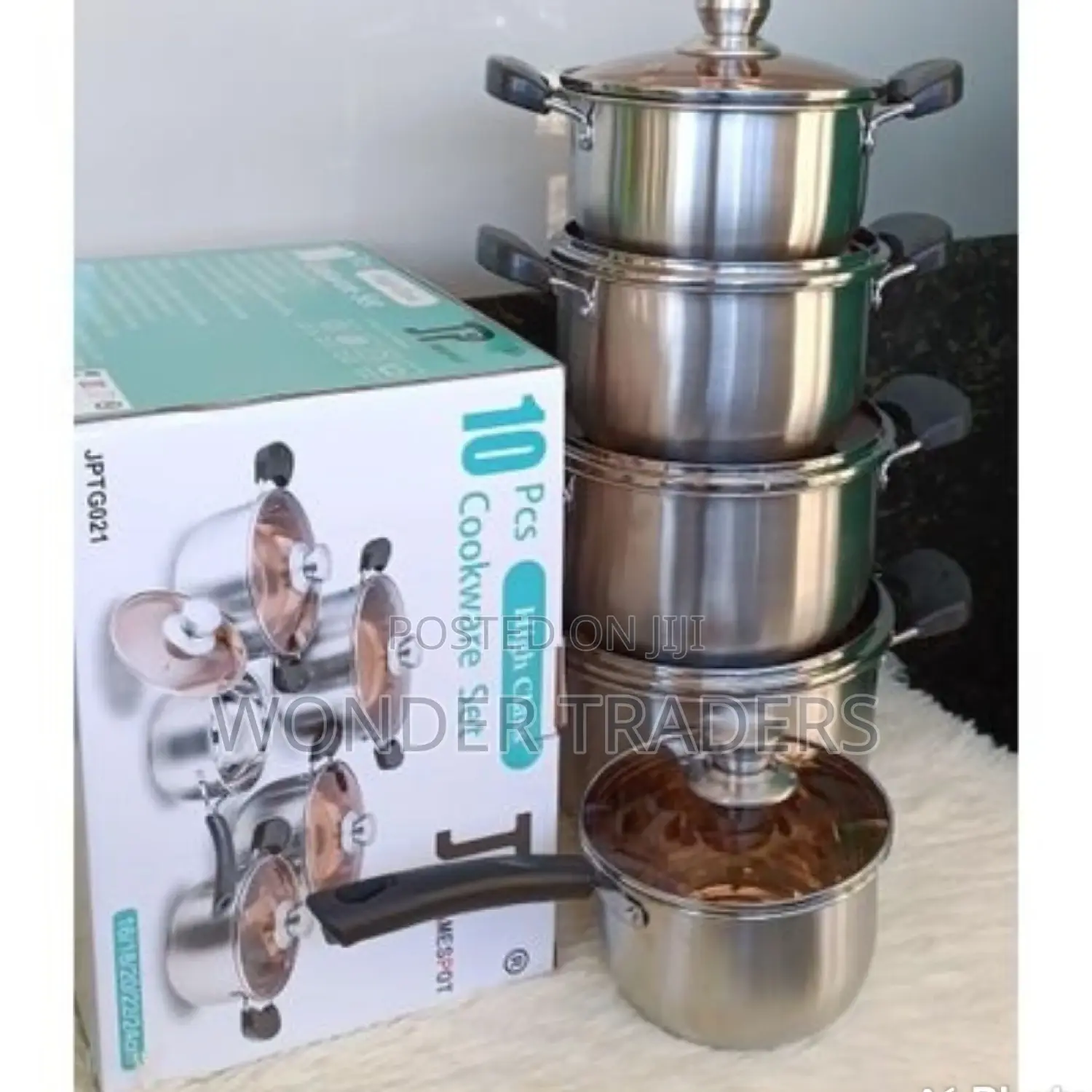 10 PCS Jp Stainless Steel Cookware Set"*