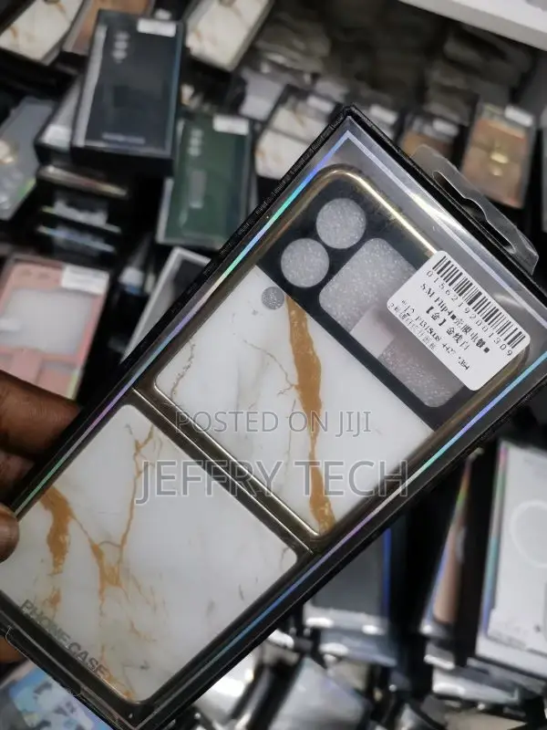 Marble Glass Case for Samsung Galaxy Z Flip4 Gold White
