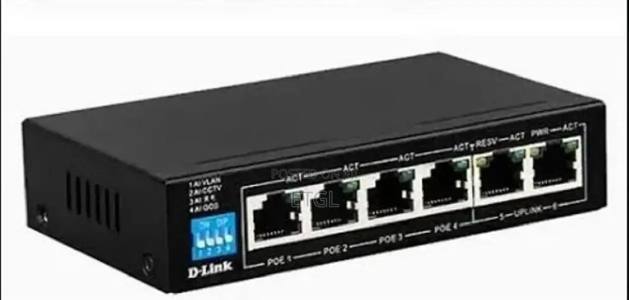 .D-Link 250M 6-Port 1000mbps Switch With 4 Poe Ports and 2 U