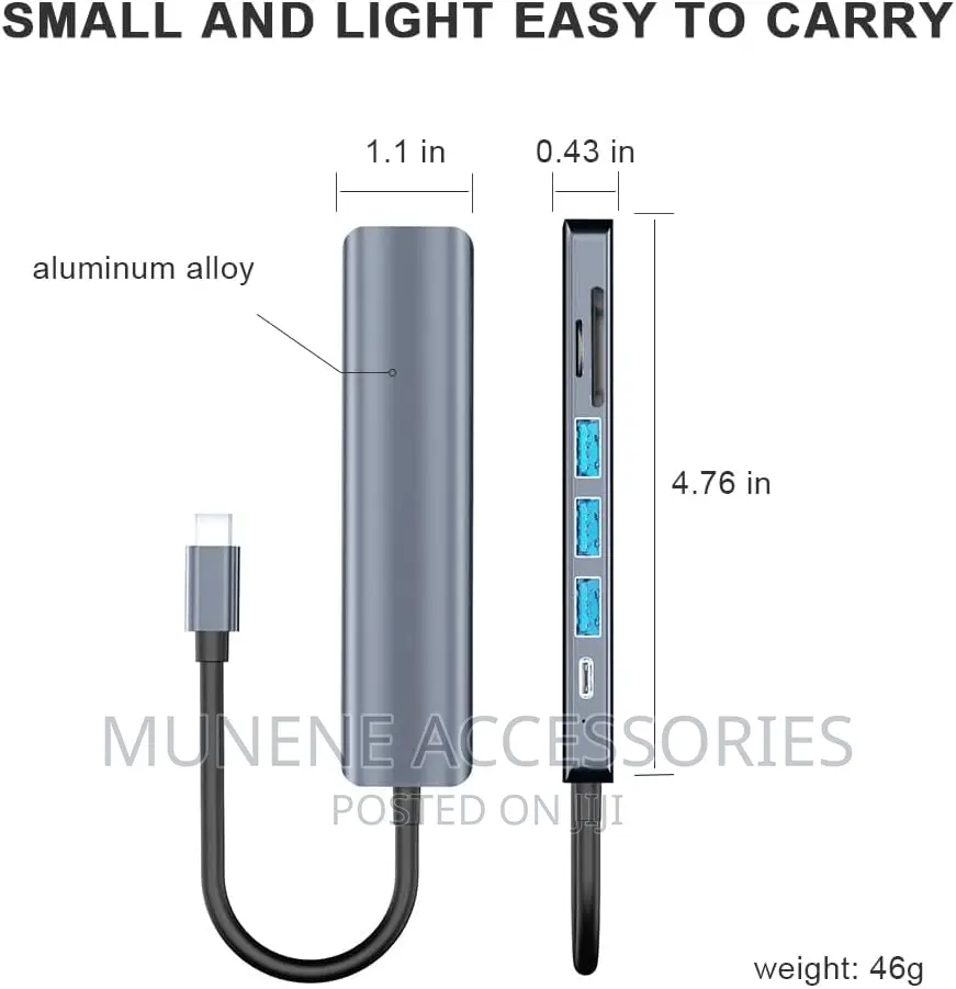 7in1 USB C Hub to HDMI Compatible Type C Adapter OTG