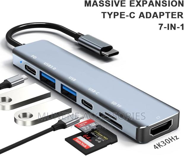 7in1 USB C Hub to HDMI Compatible Type C Adapter OTG - main view