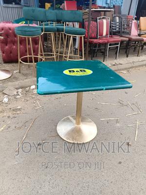 Restaurant Marble Table, With Logo Emarld Green. - main view