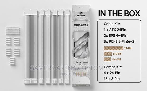 Asiahorse Power Supply Sleeved Cable 18AWG PSU Extension Kit