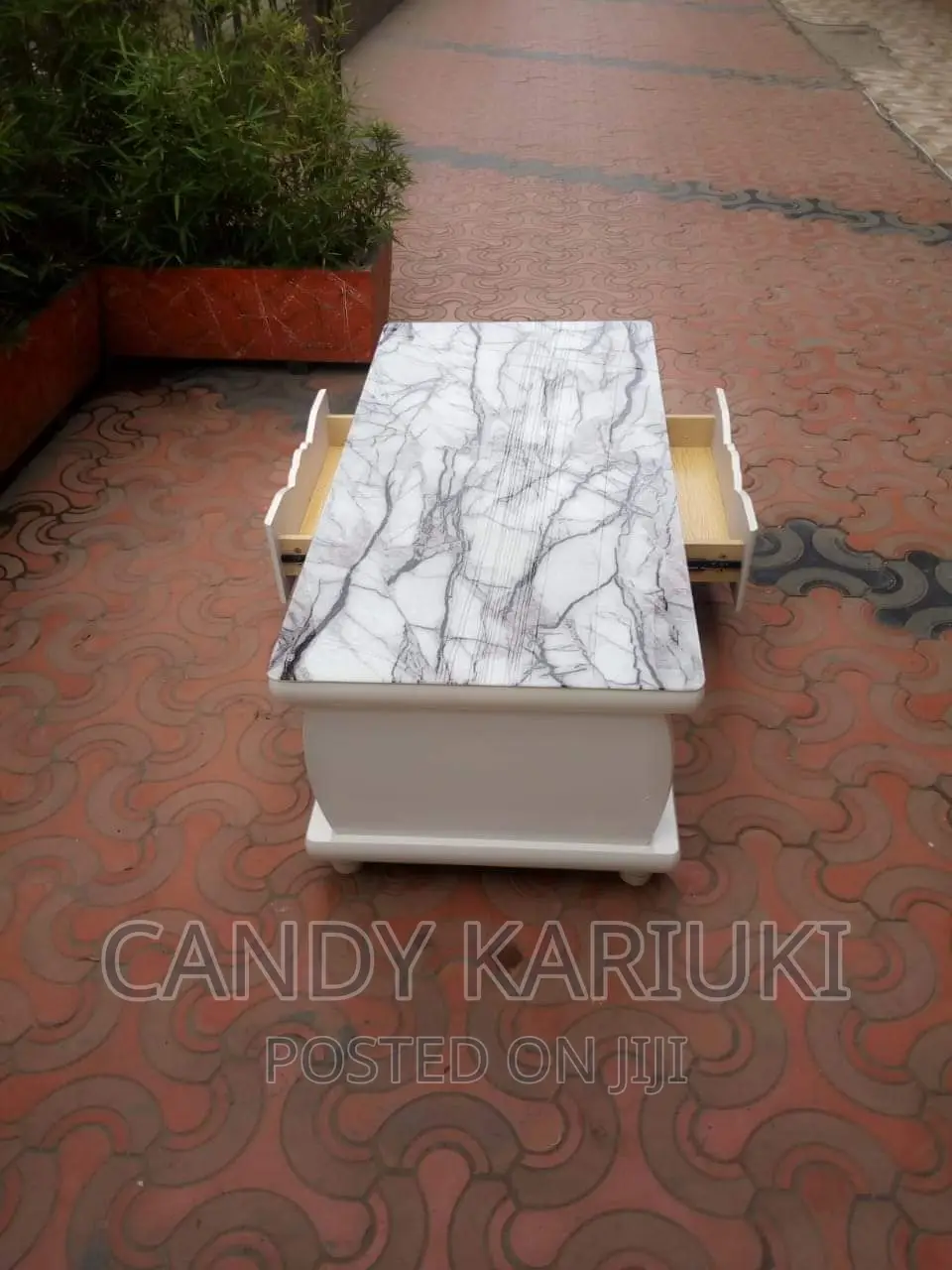 Pure Marble Coffee Table With Drawers on Both Sides