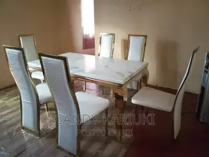 Executive Pure Marble White 6 Seater Dining Table Set