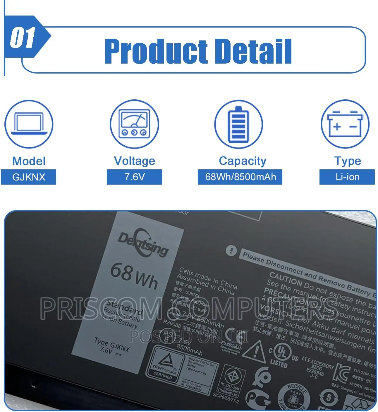 Dell Precision 15 3520 M3530 93FTF GD1JP DY9NT 5YHR4 Battery