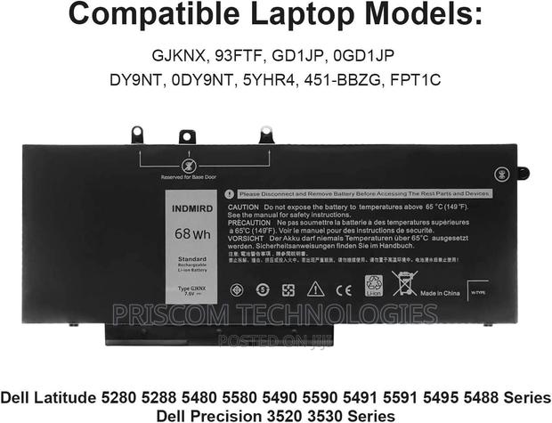 Dell Latitude E5480 E5580 E5490 E5491 E5590 E5591 Battery - main view
