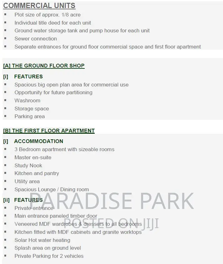 Commercial Units for Sale - Ground Floor + 1st FLR Apartment