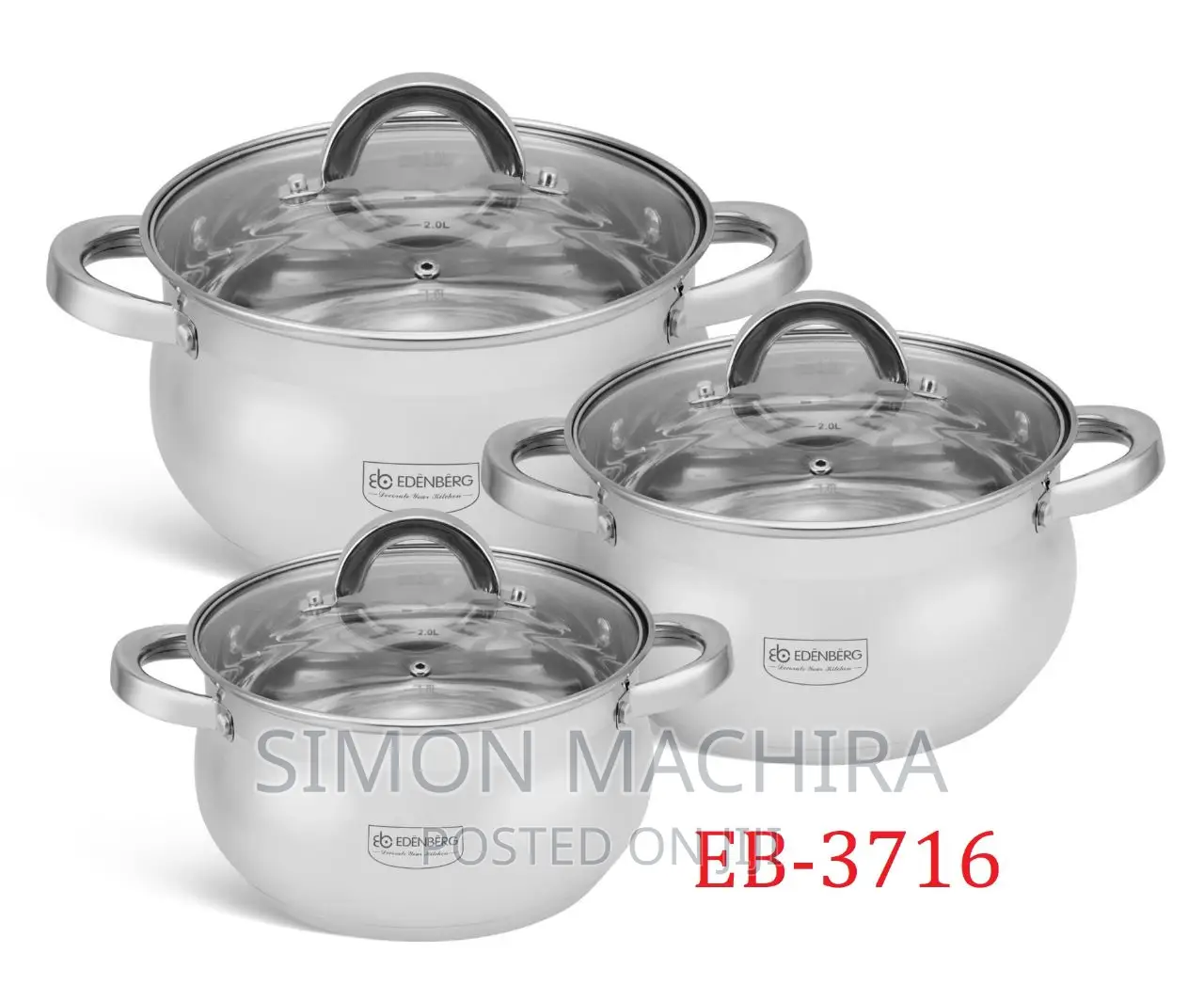 EDENBERG Stainless Steel Cookware Pot 6 Pieces