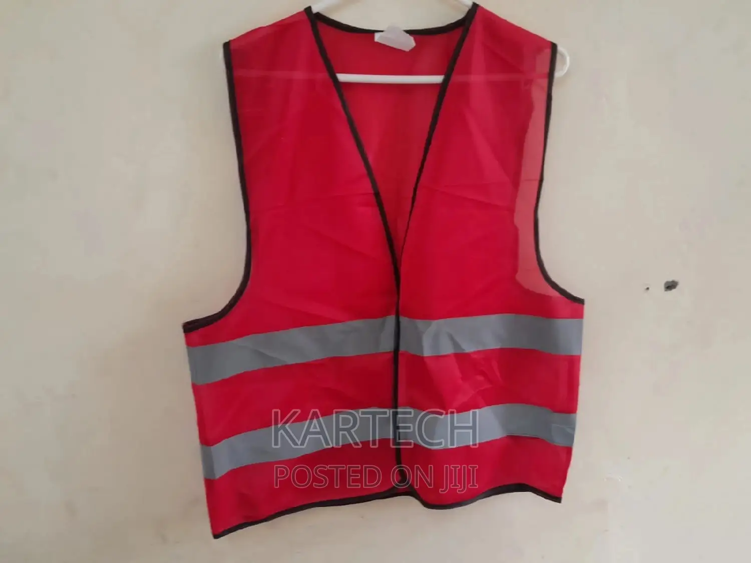 Red 100 GSM Reflective Vest 2 Stripes (Printable)