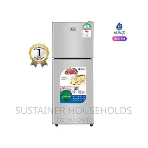 Nunix 138L Large Capacity Double Door Fridge -Silver