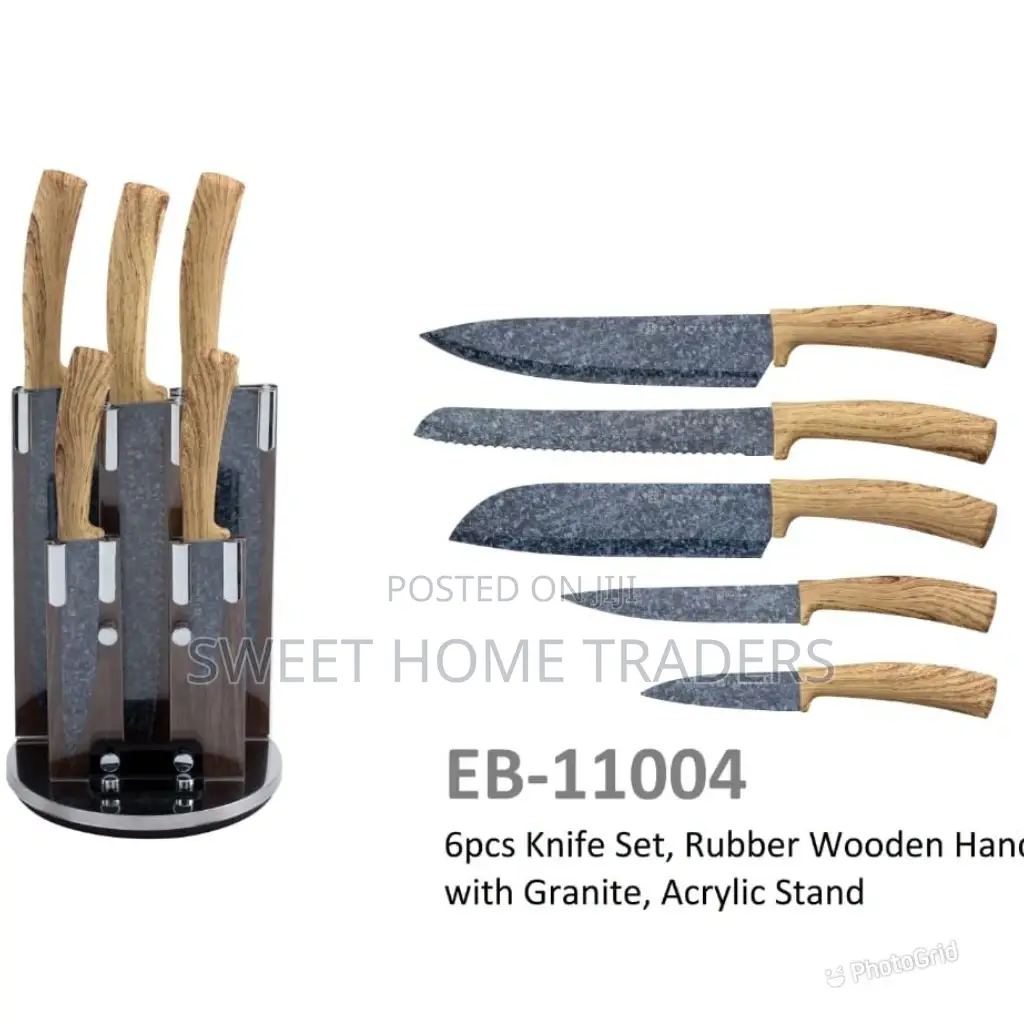 EDENBERG Knife Sets Rubber Wooden Handle, Acrylic Stand