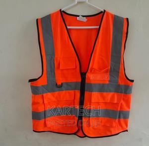 200 GSM Orange Reflective Vest With Pockets - thumbnail 2