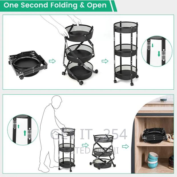 Foldable Round Rotating Multi Layer Rack - thumbnail 3