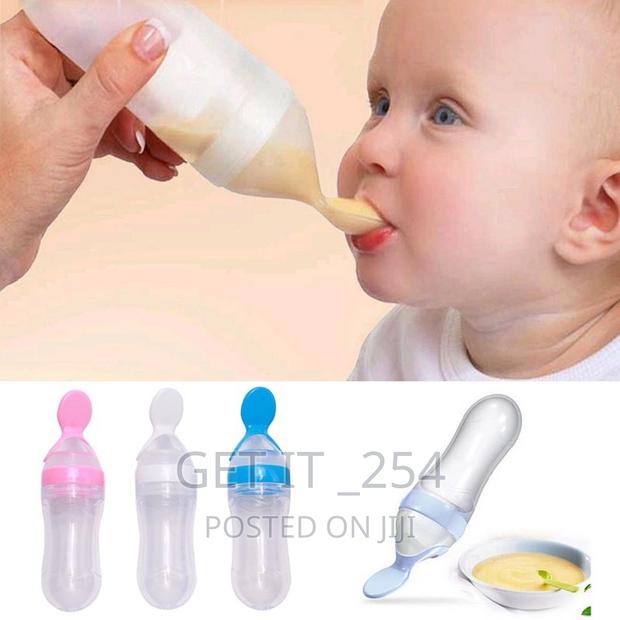 90ml Soft Silicone Baby Feeding Bottle With Spoon Tip