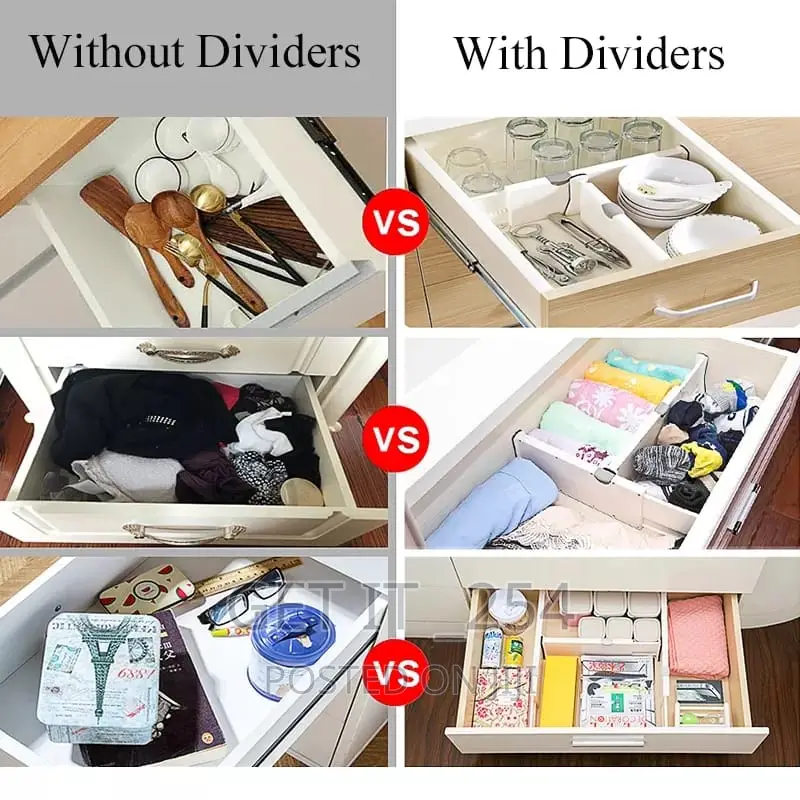Adjustable Storage Drawers Divider Retractable Plastic