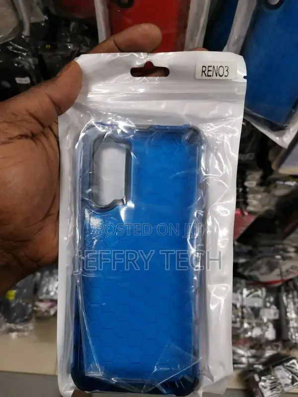 Phone Case for Oppo Reno3 Shockproof Honeycomb PC + Blue