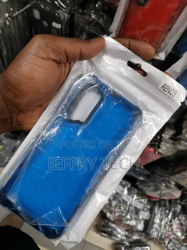 Phone Case for Oppo Reno3 Shockproof Honeycomb PC + Blue