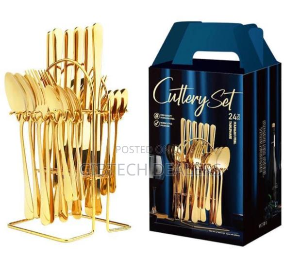 24pcs Cutlery Set (Gold Colour) Available - main view