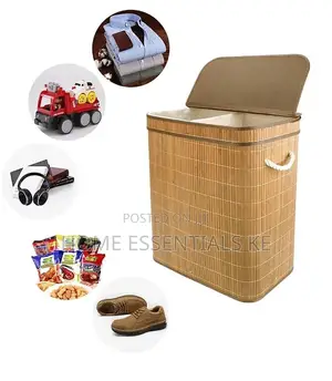 100L Bamboo Laundry Basket With Flip Lid -63/53/31cm*
