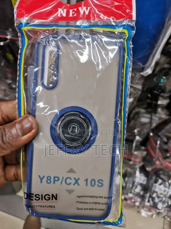 Matte Smoke Case TPU Edge With Ring Holder for Huawei Y8p
