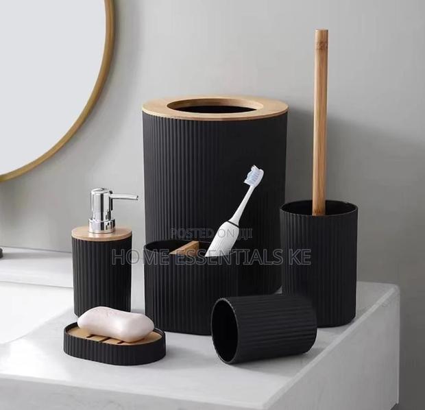 6pcs Bathroom Set -Gray,White Black* - main view