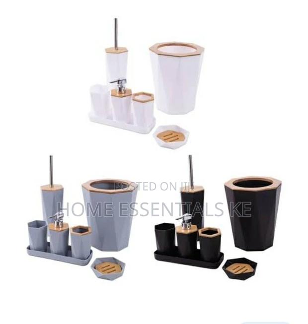 6pcs Bathroom Set -Gray,White Black* - thumbnail 2