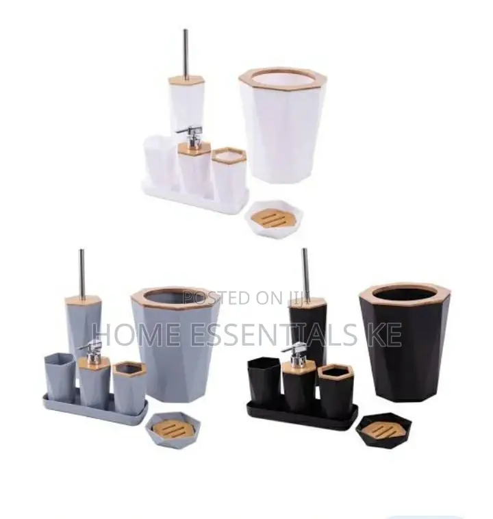 6pcs Bathroom Set -Gray,White Black*