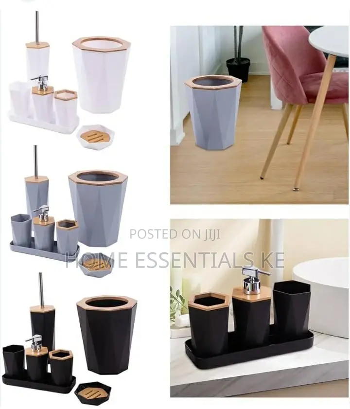 6pcs Bathroom Set -Gray,White Black*
